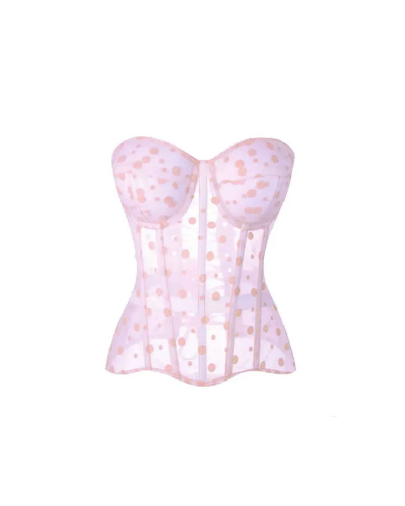 Polka Dot Pink Fishbone Corset