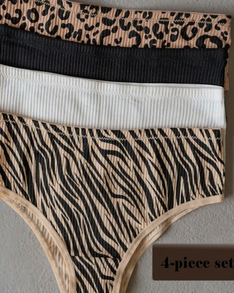 Stylish Leopard Print Pure Cotton Mid-Rise Bikini Panties