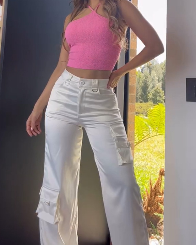 Satin Work Style Loose Casual Pants（Pre-Sale)