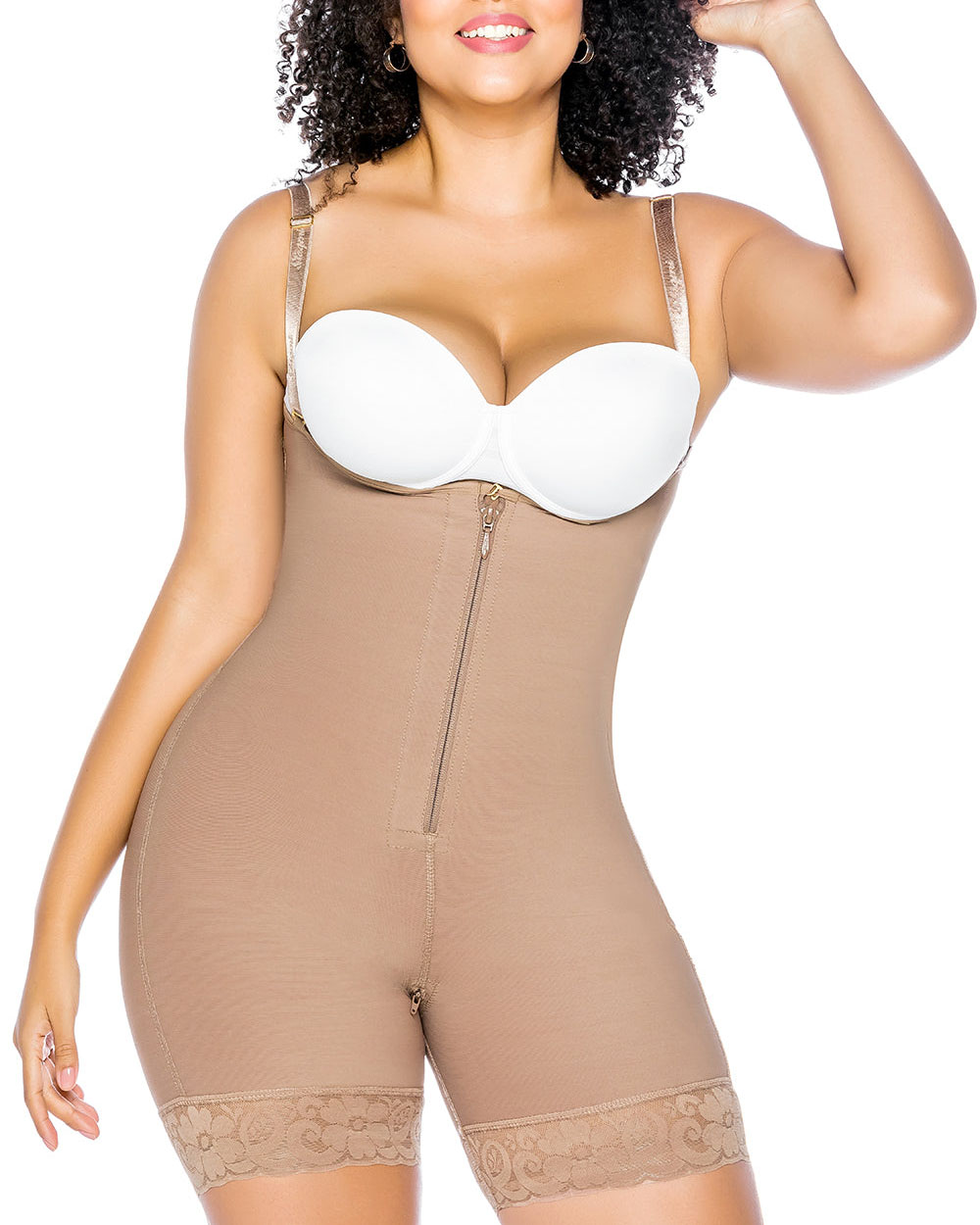 Internal Hooks FIirm Compression Tummy Control Zipper Shapewear-Curvy-Faja