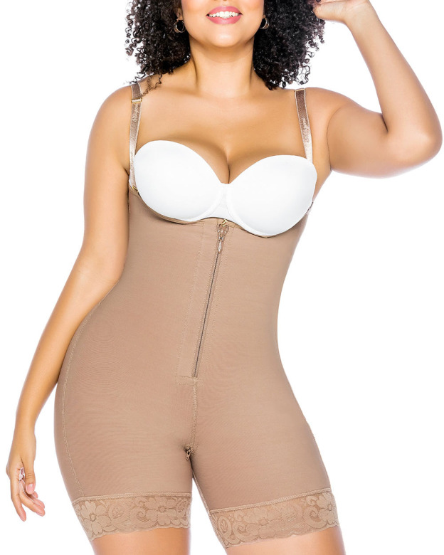 Internal Hooks FIirm Compression Tummy Control Zipper Shapewear-Curvy-Faja