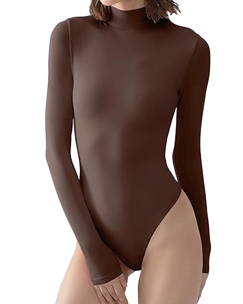 Fall/Winter Solid Color Slim-Fit Jumpsuit With Long Sleeves And High Neck-Curvy-Faja