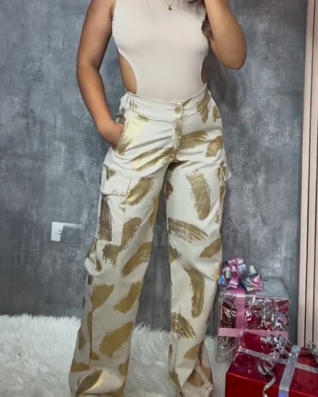 Metallic Loose Trousers-Curvy-Faja