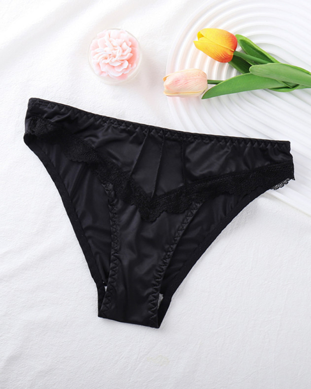 One-Piece Satin Seamless Cotton Crotch Briefs-Curvy-Faja