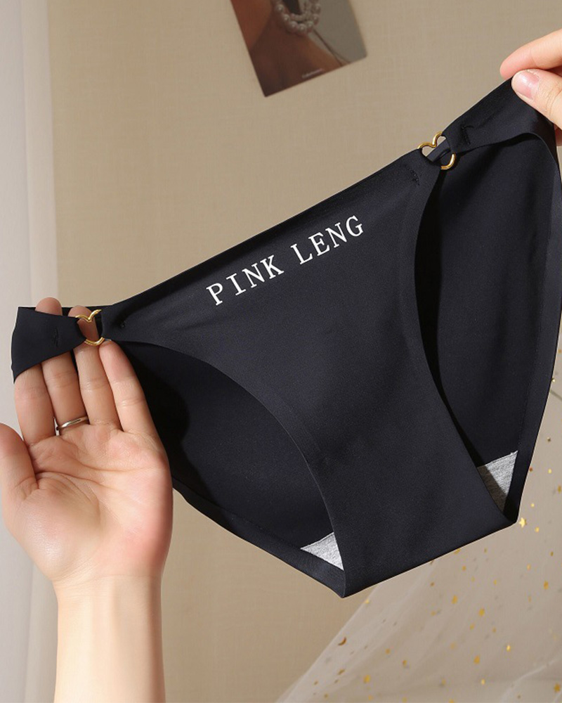 Sexy Hollow Ring Buckle Heart Seamless Ice Silk Underwear