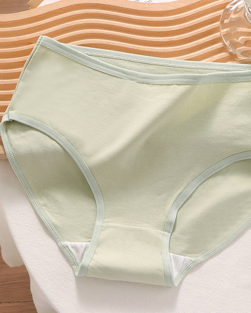Candy Solid Color Cotton Briefs-Curvy-Faja