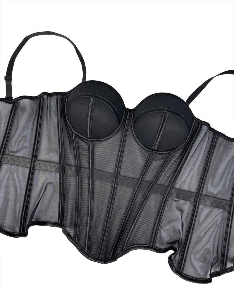 Sexy Mesh Suspender Corset