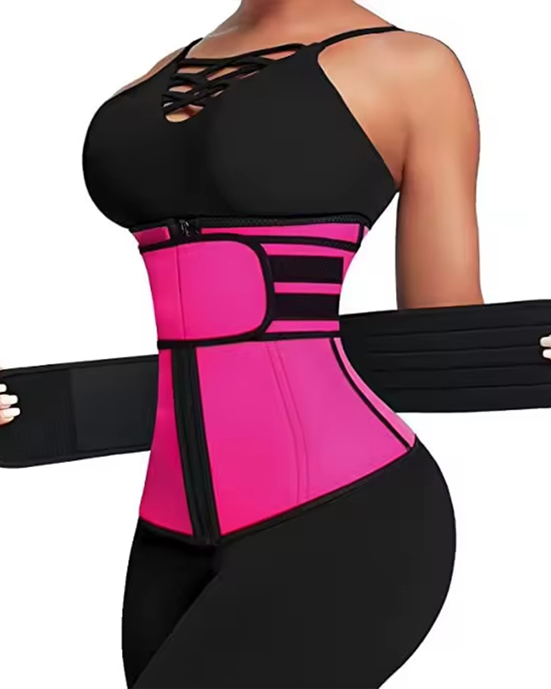 Body Shaping Double Belt Zipper Belly Control Belt-Curvy-Faja