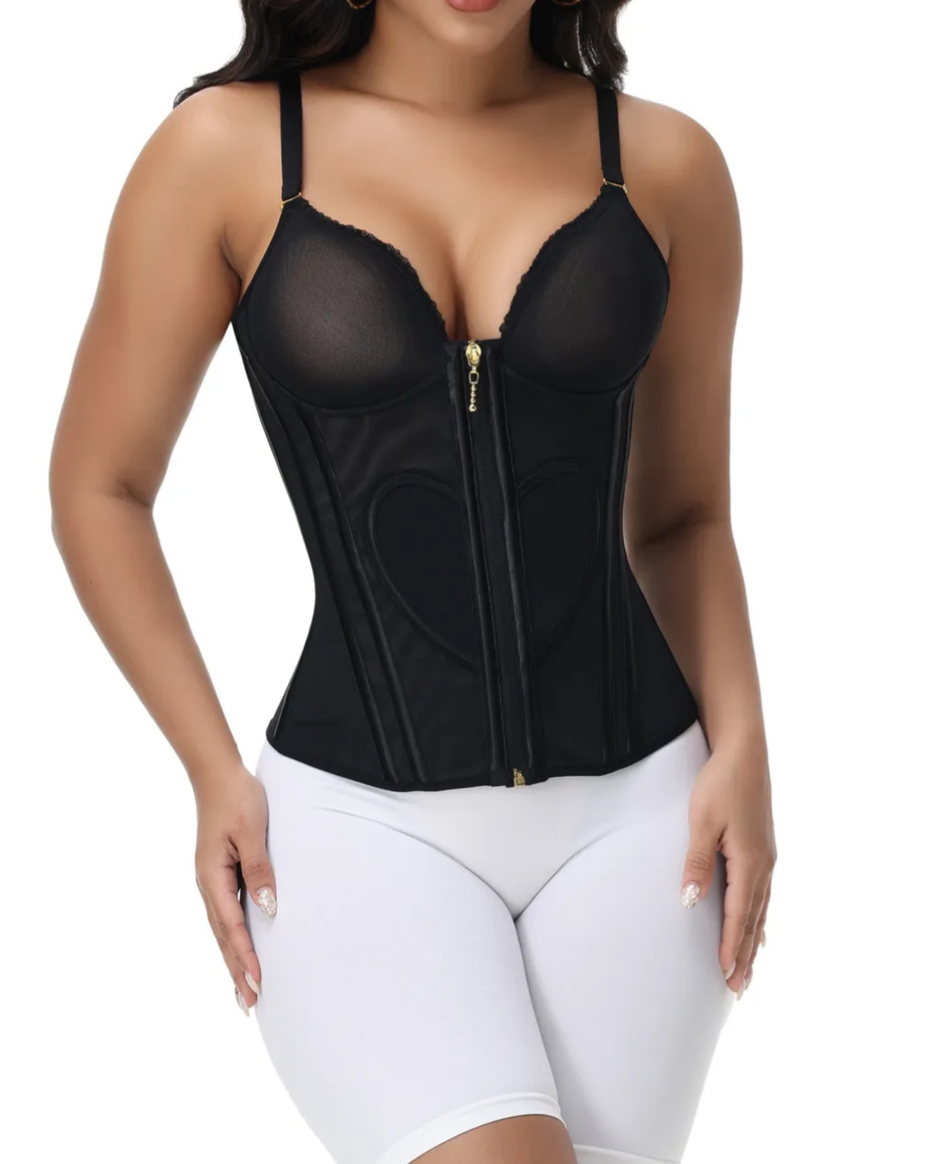 Women's Waist-cinching Black Tummy-control Bustier Tank Tops