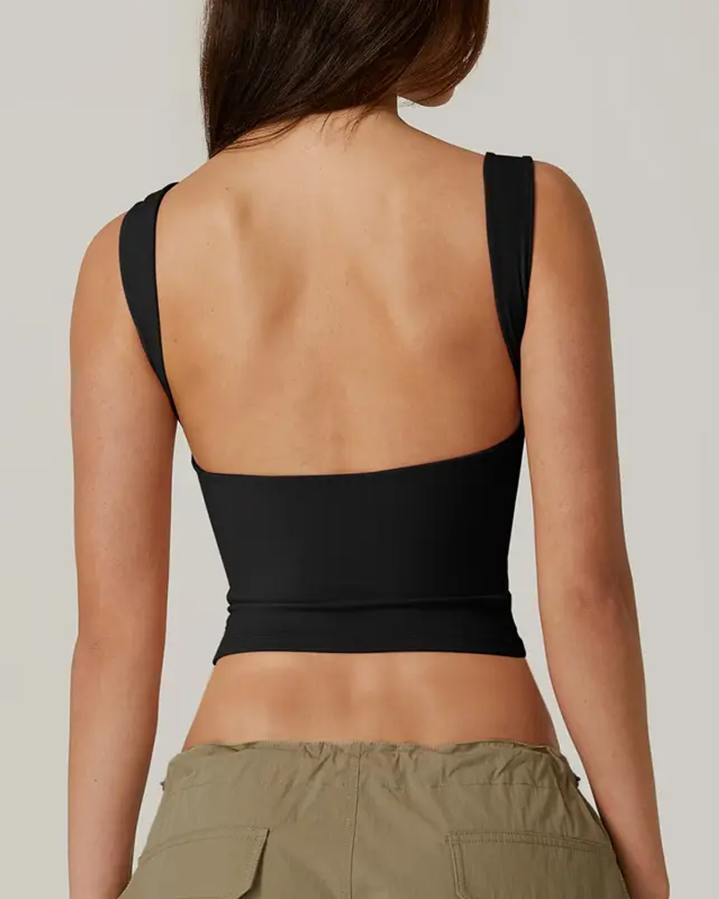 Backless Sleeveless Crop Top Tight-Fitting Basic Style