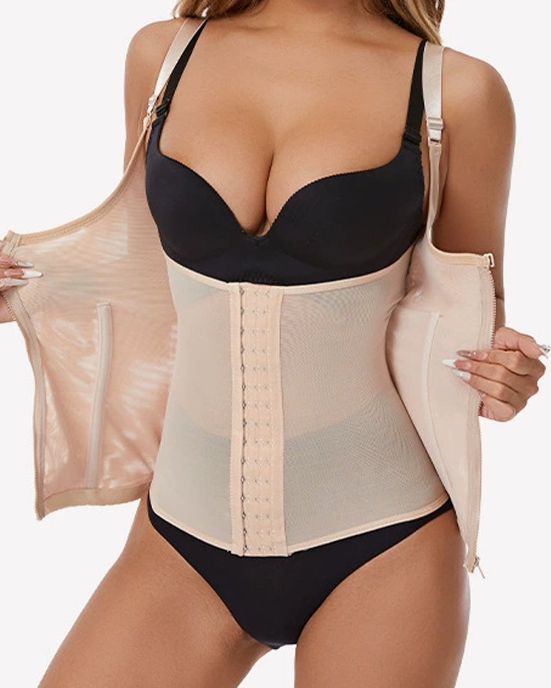 Dual Compression Zipper & Hook-And-Eye Shapewear