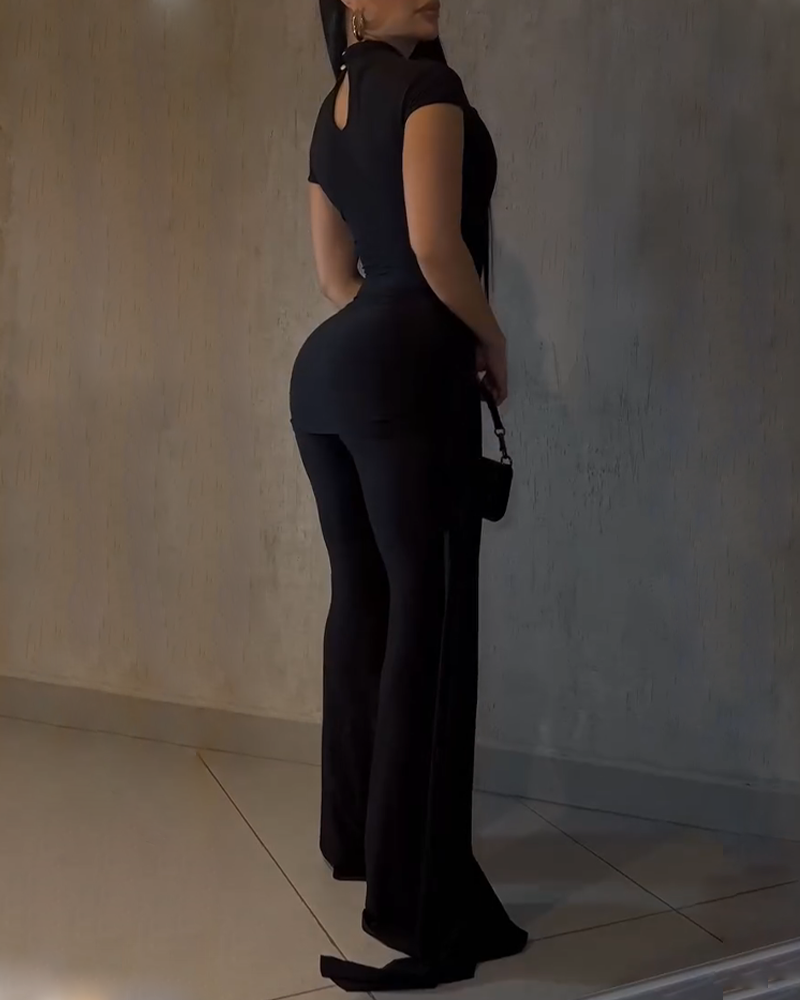 Pleated Ribbon Slim Fit Pants Set （Pre-Sale）