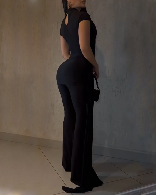 Pleated Ribbon Slim Fit Pants Set （Pre-Sale）