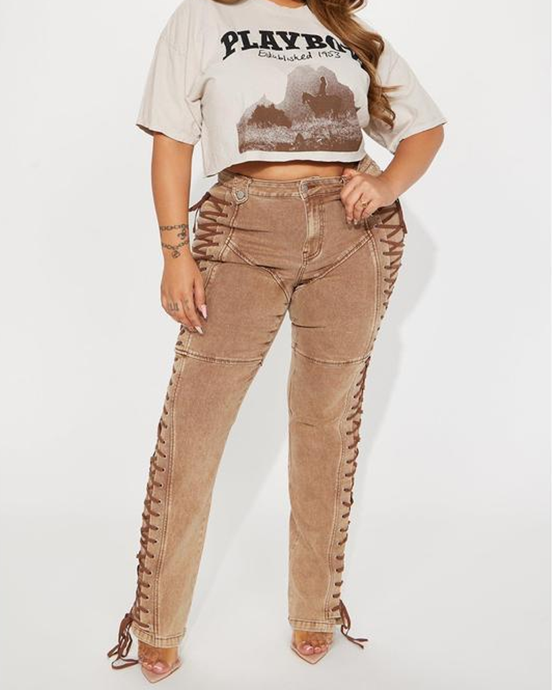 Lace-Up Drawstring Sexy Jeans (Pre-Sale)