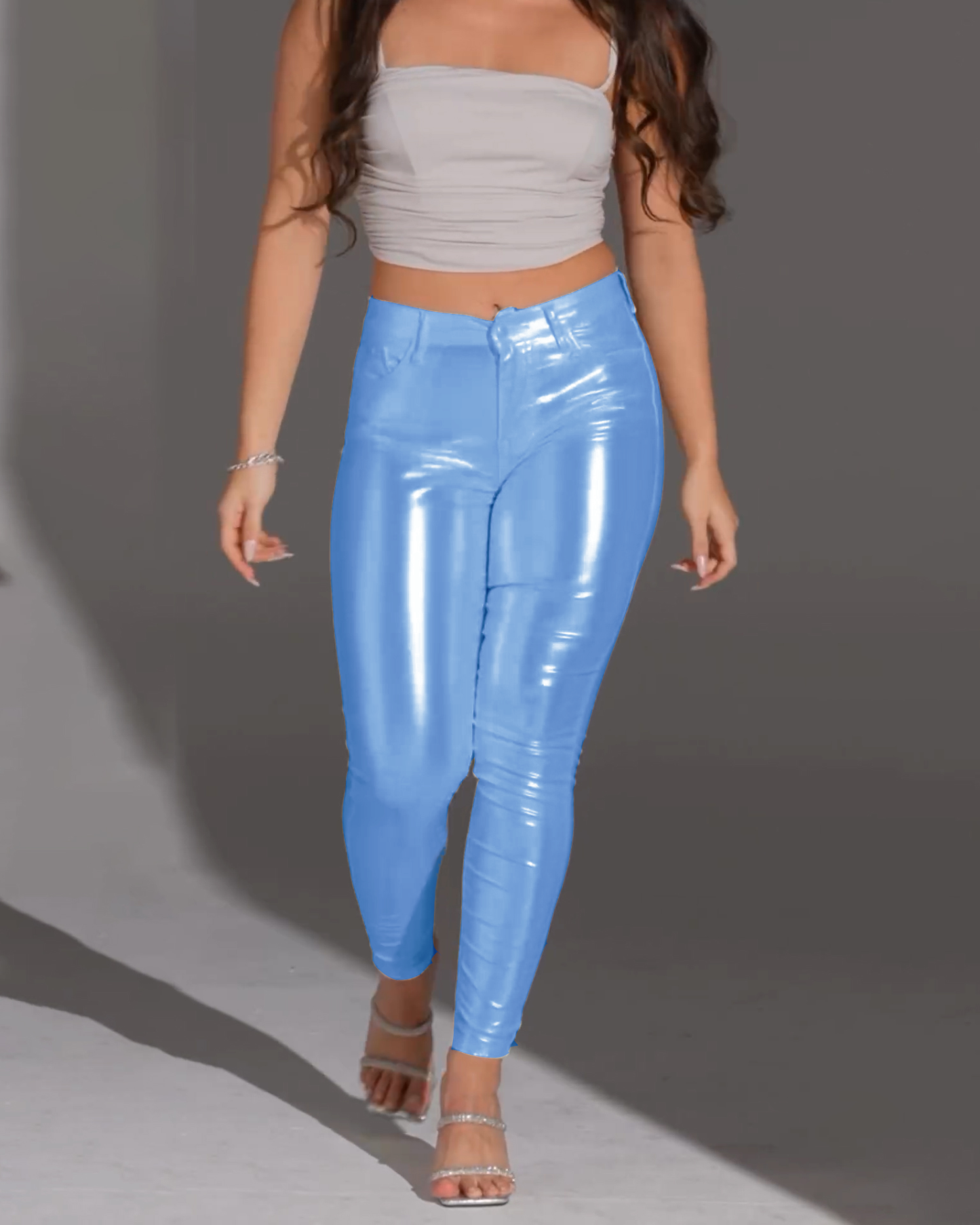 Skinny Metallic White Pant