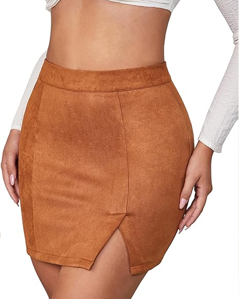 Autumn And Winter Suede Hip Skirt-Curvy-Faja