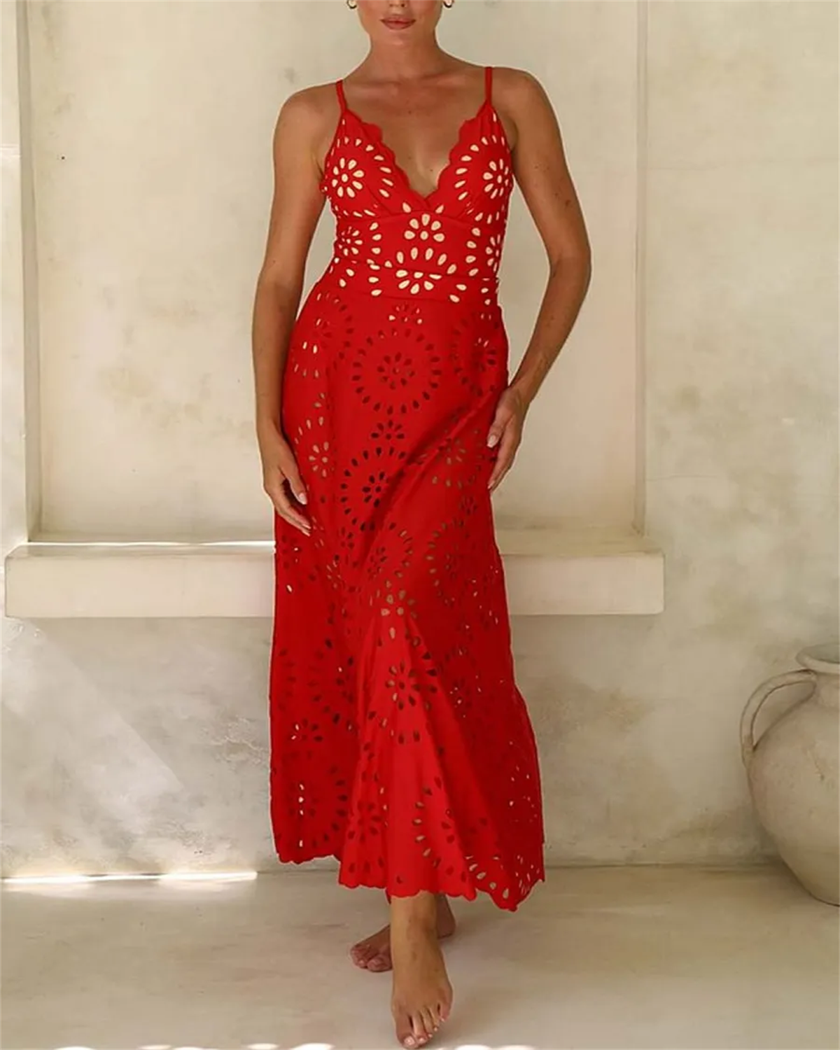 Flower Hollow One Piece Swimsuit and Skirt-Curvy-Faja