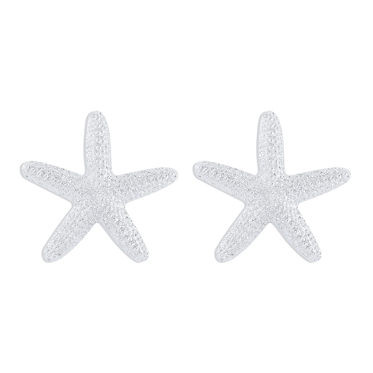 Metallic Beach Style Starfish Pendant Necklace Earrings-Curvy-Faja