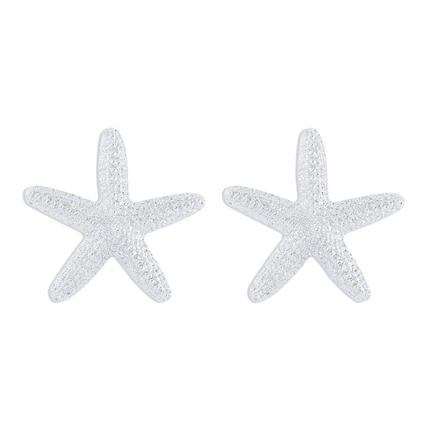 Metallic Beach Style Starfish Pendant Necklace Earrings-Curvy-Faja