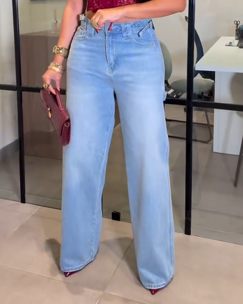 Casual Loose Straight Leg Jeans（Pre-Sale）-Curvy-Faja