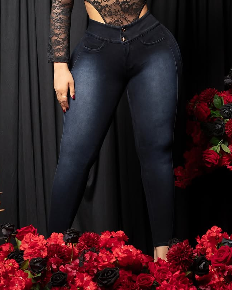 High-Waisted Slim-Fit Jeans