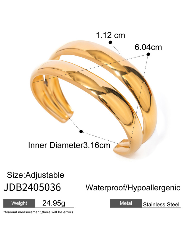 Open Bracelet Titanium Steel Jewelry-Curvy-Faja