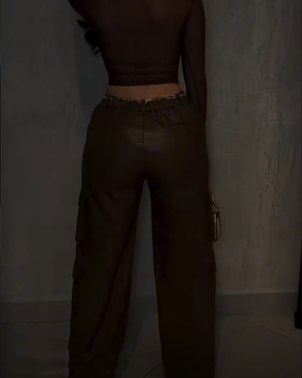 Stylish Workwear Style Wide Leg Leather Pants (Pre-Sale)