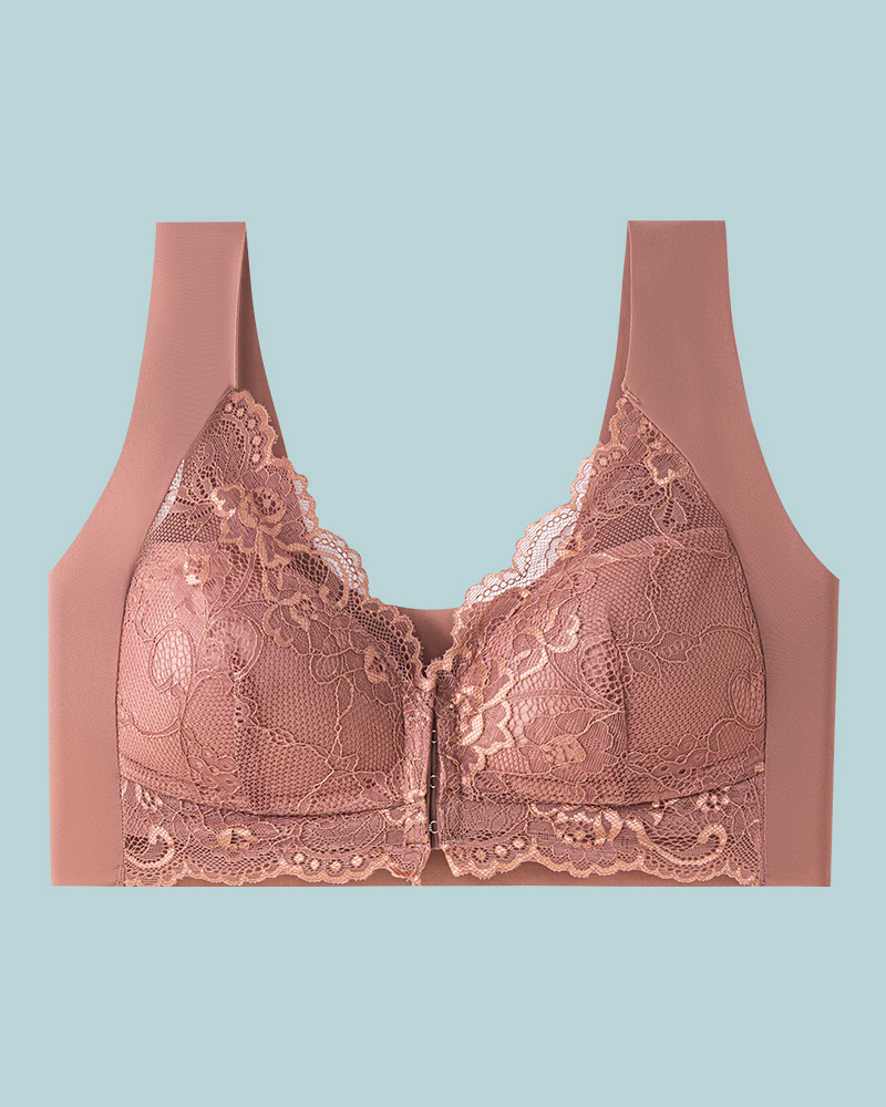 Plus Size Push-Up Front Hook Back Lace Vest Bra