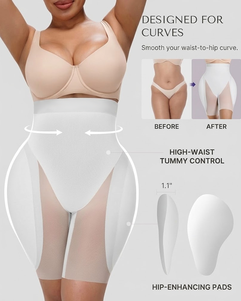 High Waist Tummy Control Butt Lifting Shapewear Shorts With Removable Butt Pads（Pre-Sale）