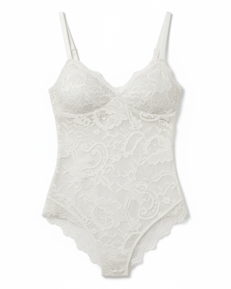 Lace-Trimmed Body-Shaping Tummy-Control Bodysuit