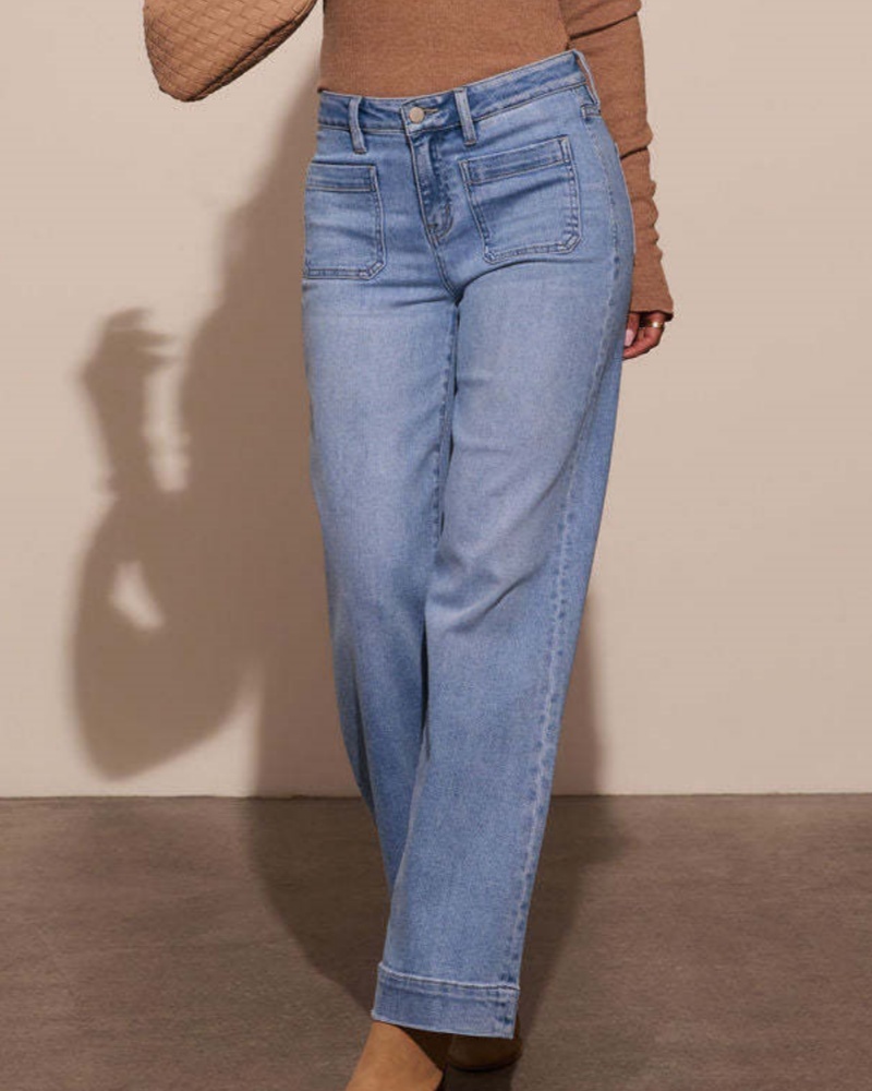 Astylish Women's Wide Leg Jeans High Waisted Stretchy Straight Leg Jeans Loose Trendy Denim Pants wi