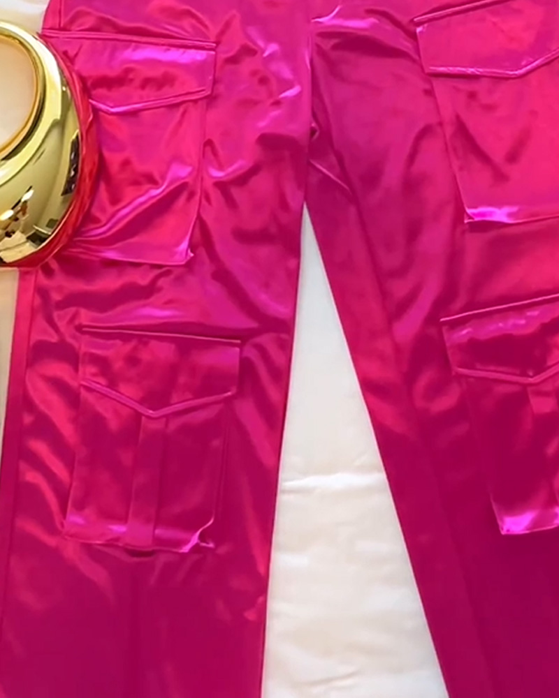 Satin Cargo-Style Trousers