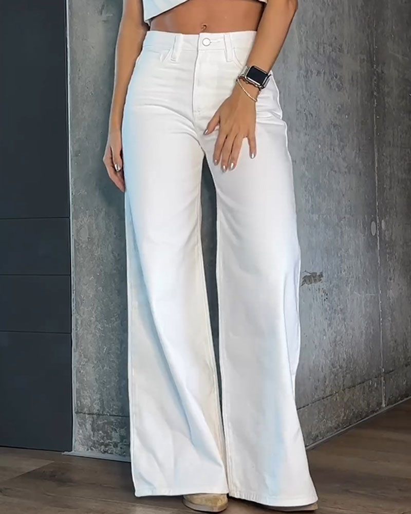 Baggy Denim Wide-Leg Pants-Curvy-Faja