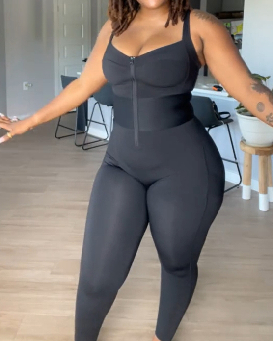 Women's Adjustable Straps Tummy Control Shaping Jumpsuit-Curvy-Faja