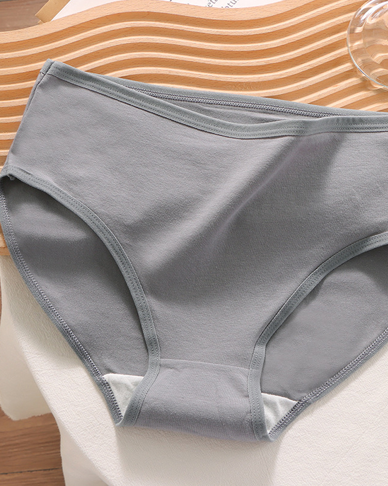 Candy Solid Color Cotton Briefs-Curvy-Faja