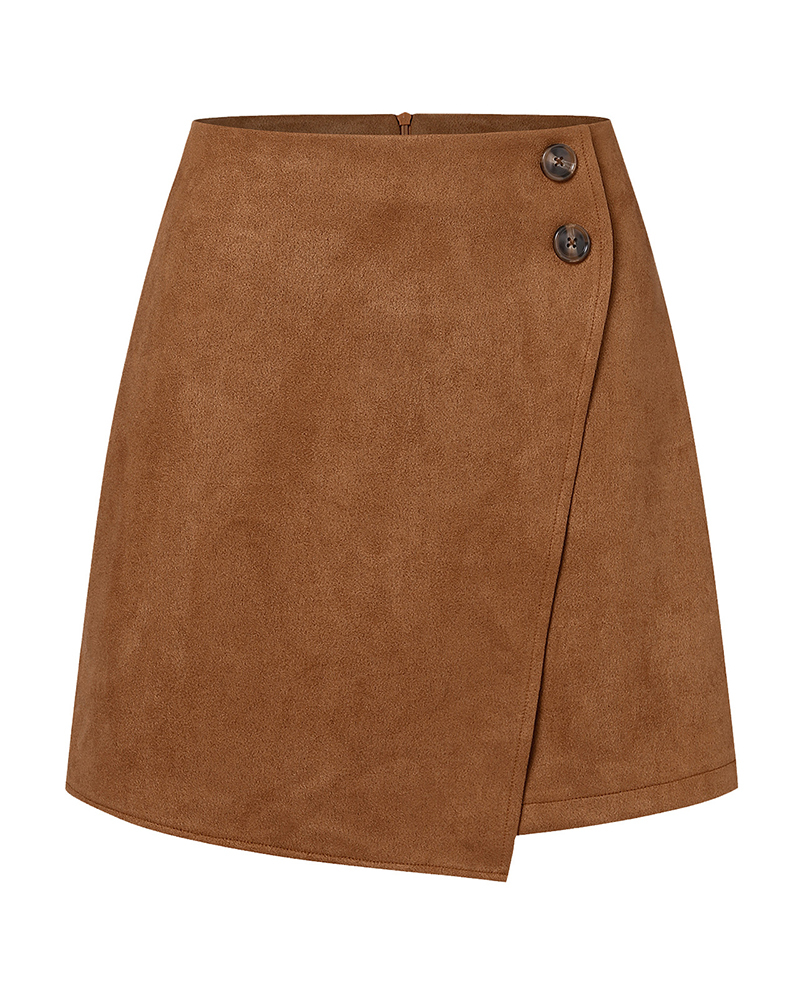 Autumn And Winter Suede Irregular Skirt