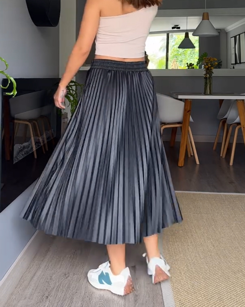 Autumn And Winter Slim Pleated Skirt-Curvy-Faja