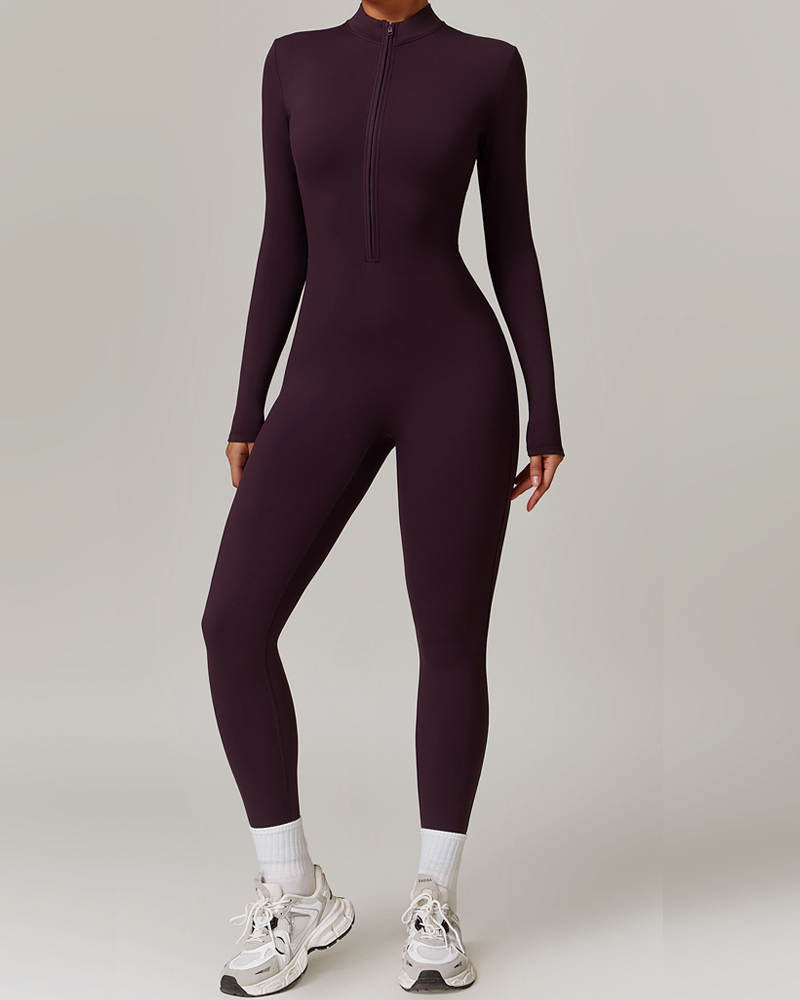 Tight Fleece Yoga Jumpsuit-Curvy-Faja