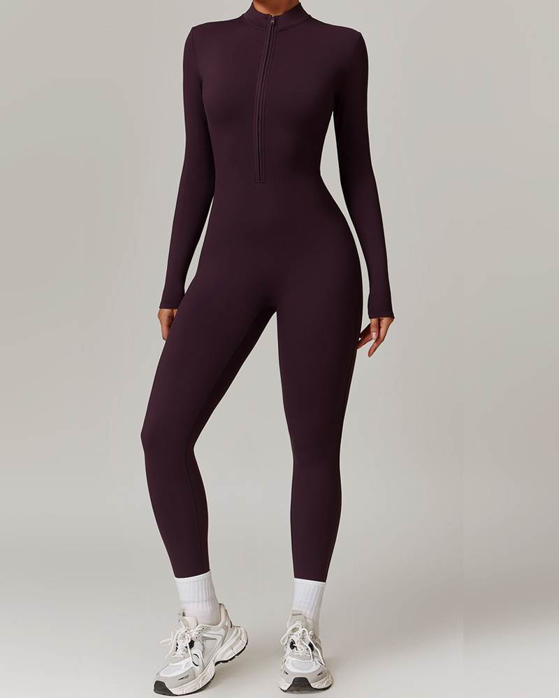 Tight Fleece Yoga Jumpsuit-Curvy-Faja