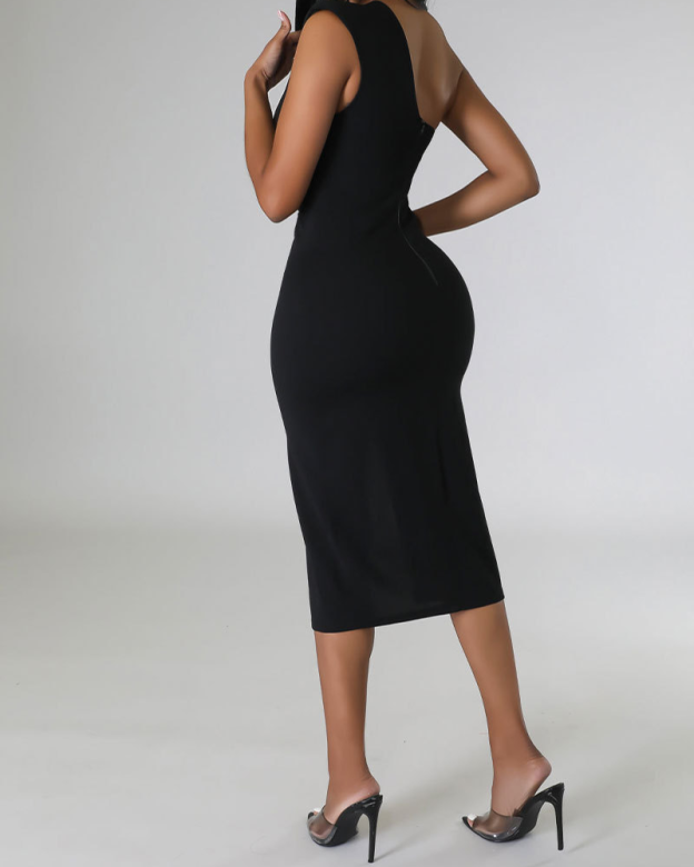 One-Shoulder Hip-Wrapped Slim Dress-Curvy-Faja
