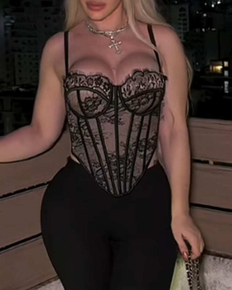 Sparkle Lace Boned Corset Camisole