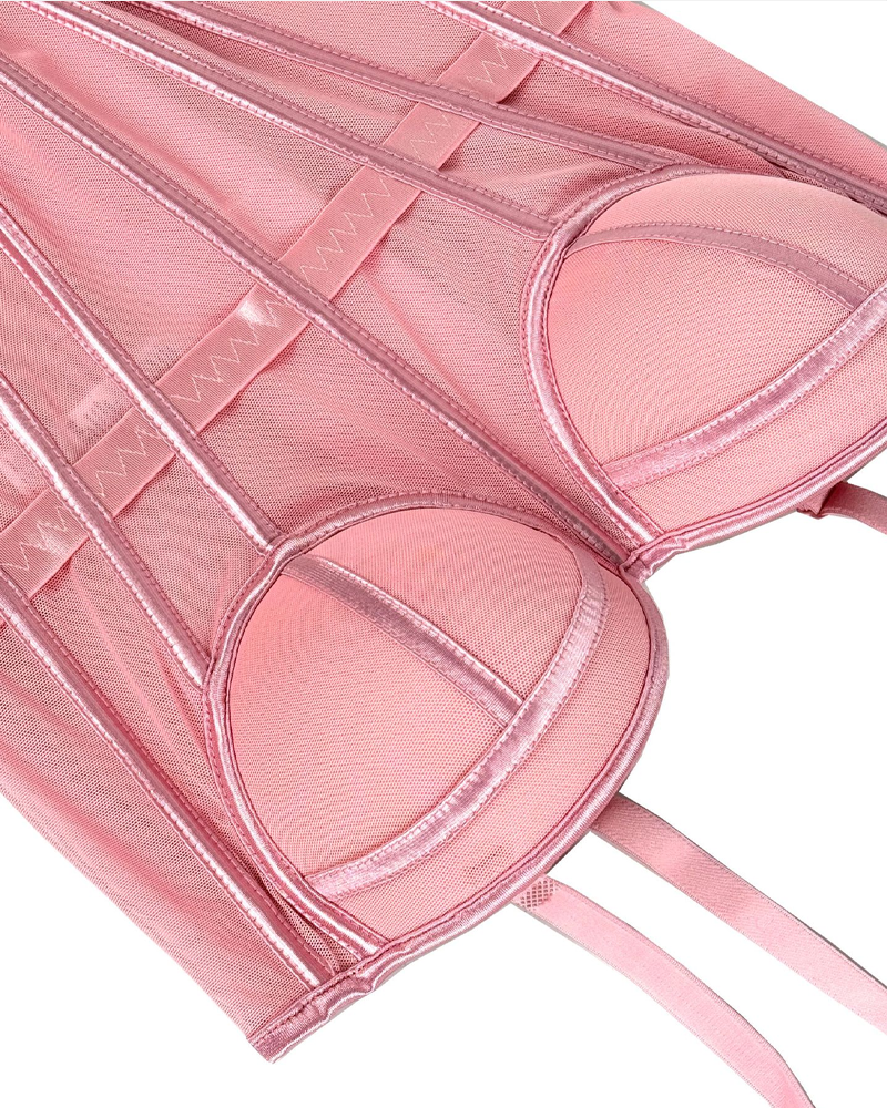 Sexy Mesh Suspender Corset