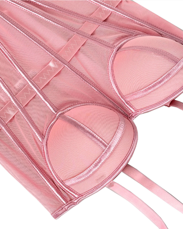 Sexy Mesh Suspender Corset