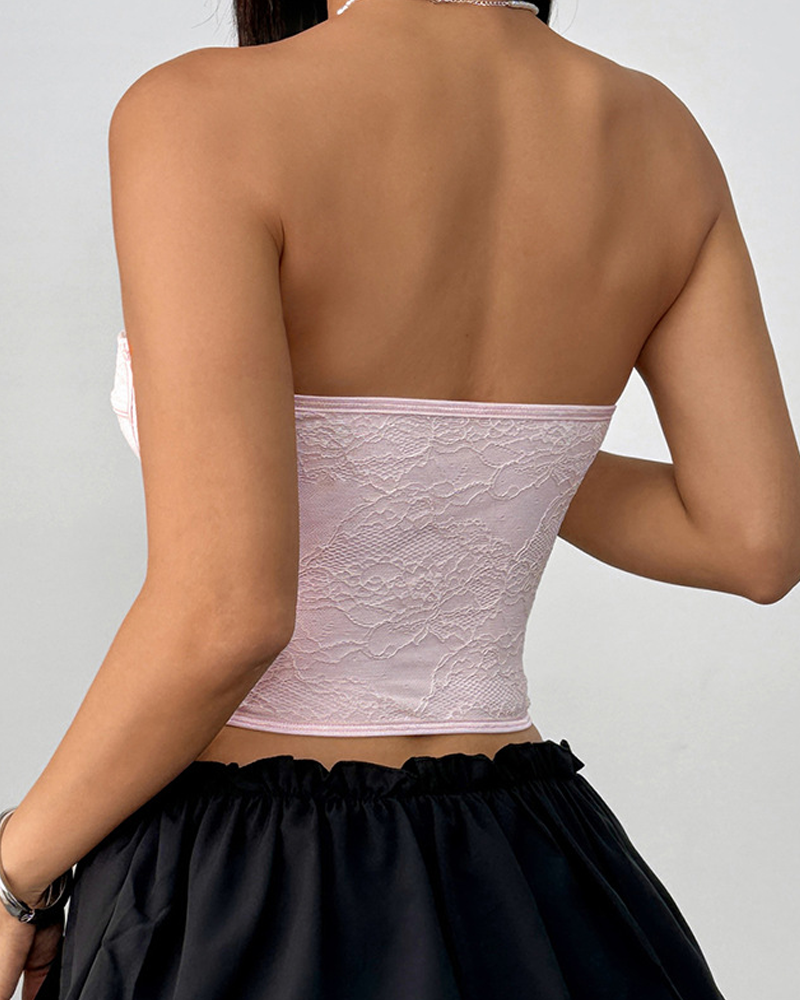 Lace Front-Button Corset