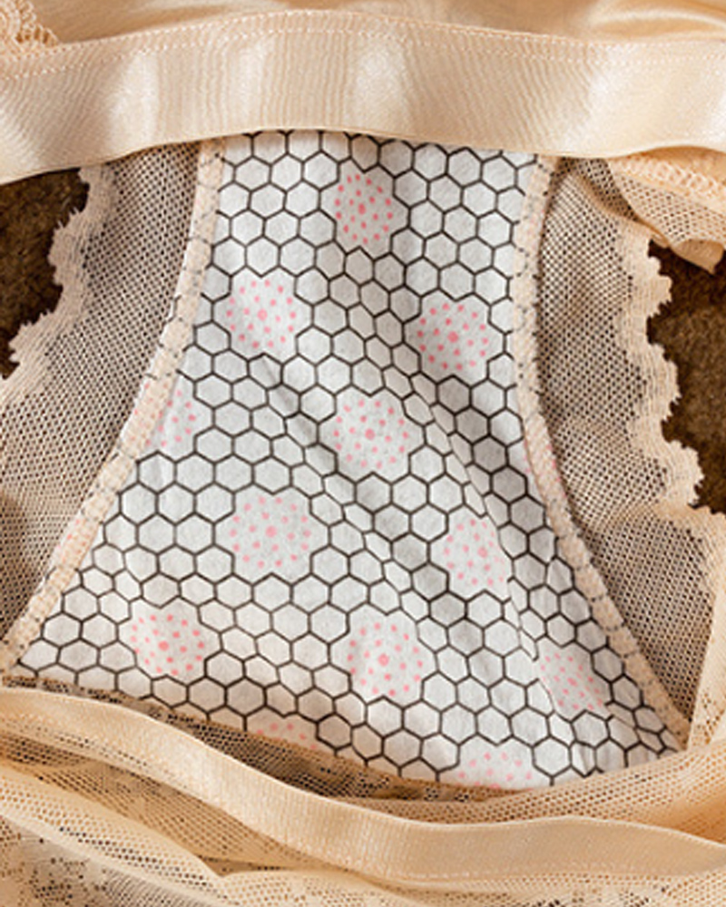 Sexy Satin Hollow Stitching Lace Panties