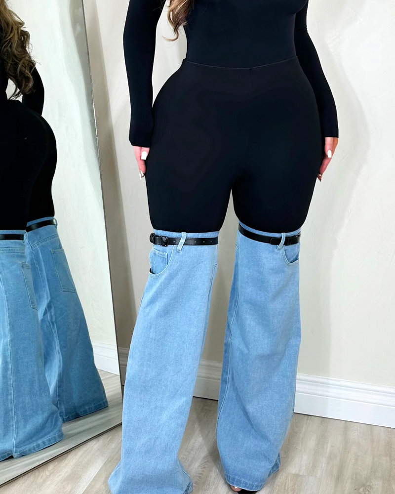 Stylish Patchwork Jeans-Curvy-Faja