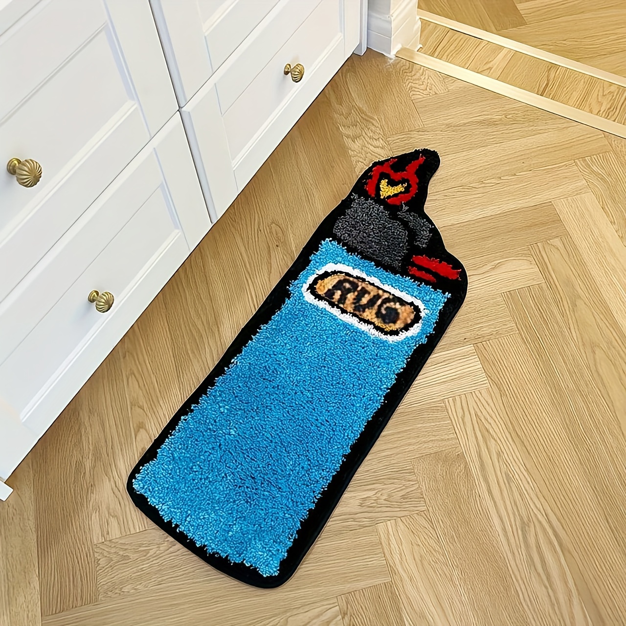 Blue Rug Lighter Tufted Rug Art Rug for Bedroom Living Room Retro Rainbow Fluffy Anti-slip Bath Bathroom Rug Nonslip Mat Home Decor
