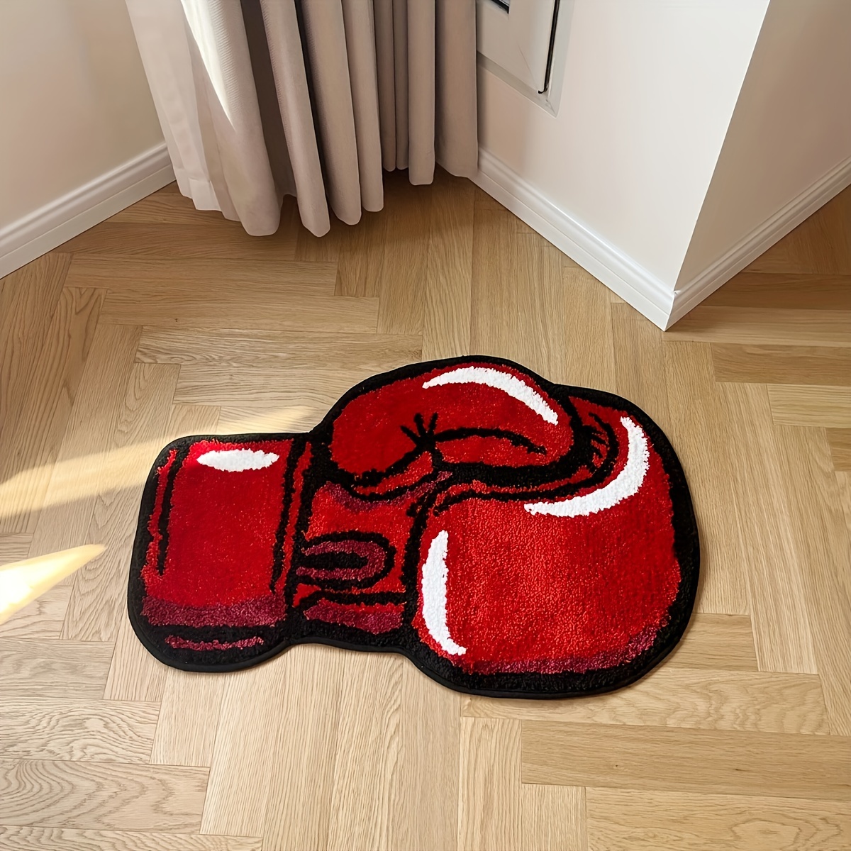 One Pair Of Boxing Gloves Tufted Rugs Gym Rug Indoor Home Decoration Gifts Accent Round Tufting Soft Rug Perfect Gift Room Decoration