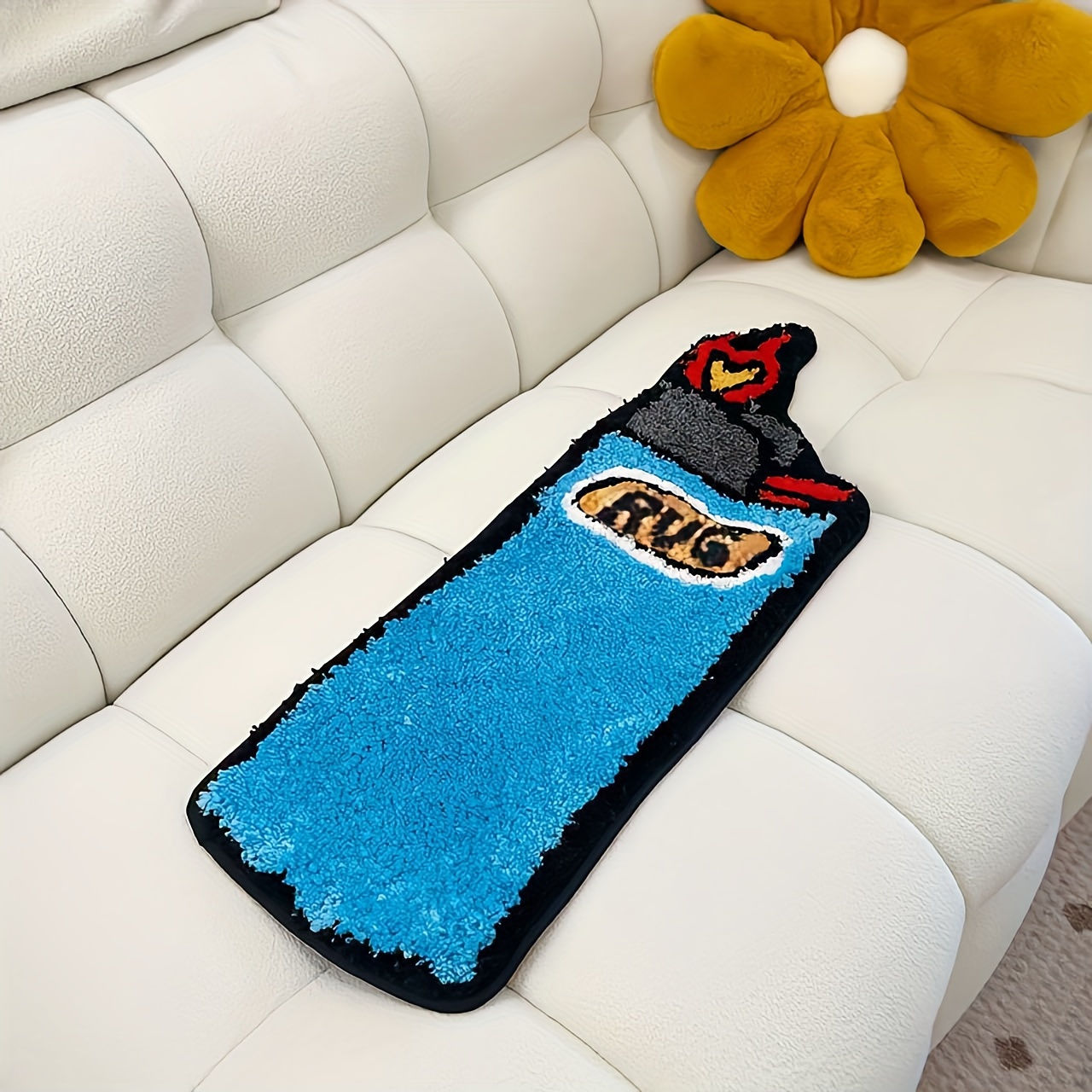 Blue Rug Lighter Tufted Rug Art Rug for Bedroom Living Room Retro Rainbow Fluffy Anti-slip Bath Bathroom Rug Nonslip Mat Home Decor