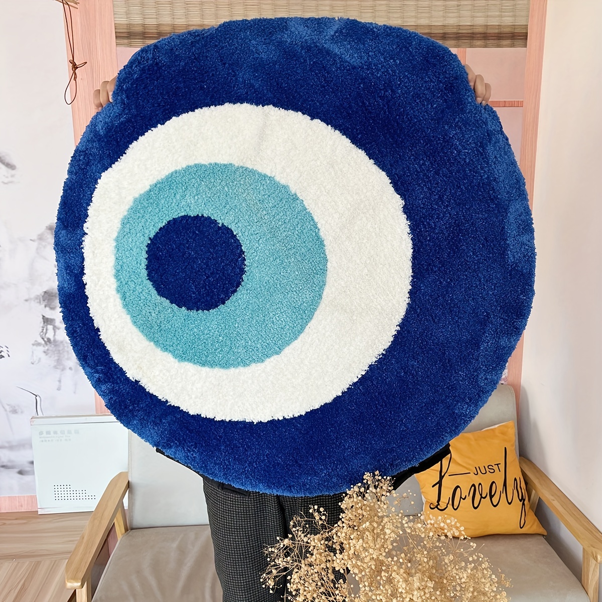 LAKEA Fluffy Evil Eye Circle Rug Carpet Plush Comfortable Handmade Bedroom Ultra Soft and Fluffy High Quality for Halloween